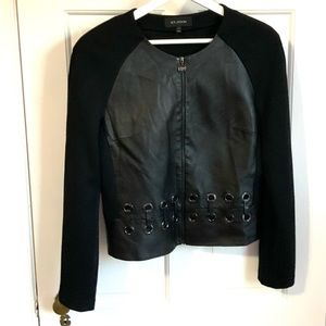 St John Leather and Wool Zippered Jacket